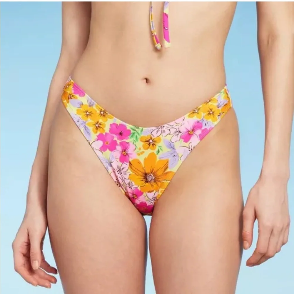 Wild Fable Floral Bikini Bottom - Yellow and Pink new size small